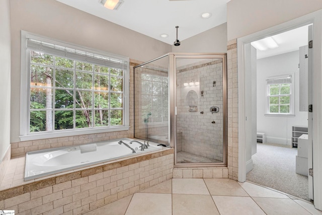 8 Knob Creek Ct, Greer, SC 29651 - bathroom featuring a shower stall, a bath, and tile patterned floors