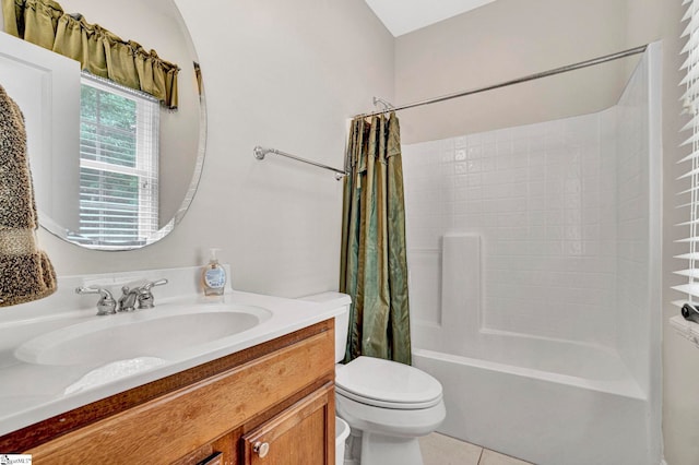 8 Knob Creek Ct, Greer, SC 29651 - bathroom featuring vanity, toilet, shower / bath combination with curtain, and tile patterned flooring