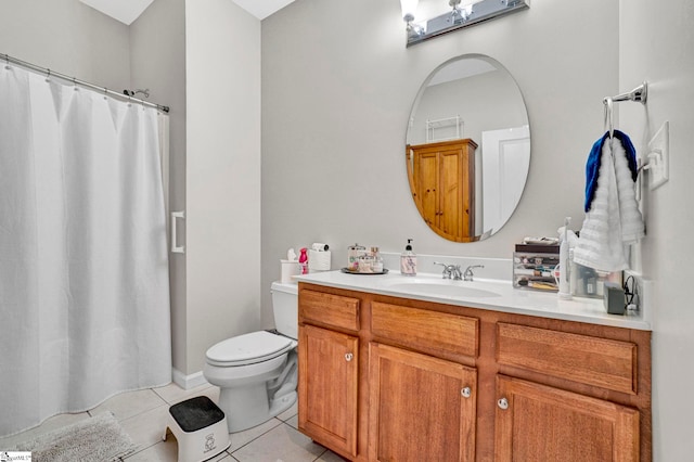 8 Knob Creek Ct, Greer, SC 29651 - bathroom with vanity, tile patterned flooring, toilet, and a shower with shower curtain