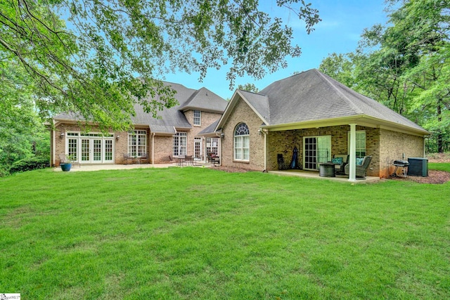 8 Knob Creek Ct, Greer, SC 29651 - back of house featuring french doors, a patio, a yard, and brick siding