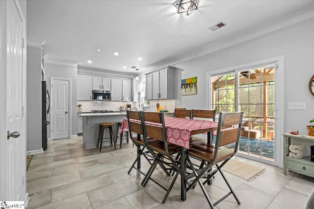 3 Clifford Ct, Simpsonville, SC 29681 - dining area featuring crown molding, light tile patterned floors, and recessed lighting