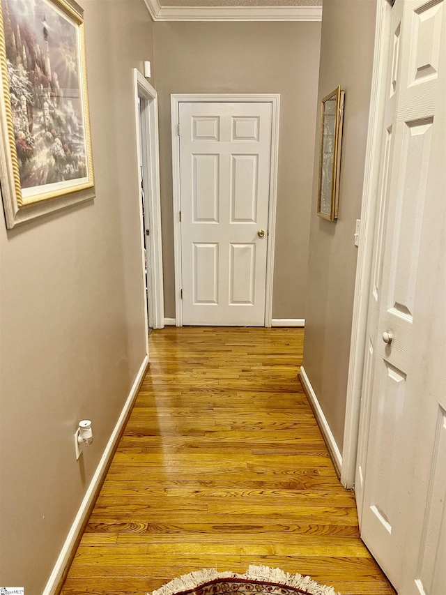 191 Amberwood Dr, Anderson, SC 29621 - hallway with light wood-type flooring, baseboards, and ornamental molding