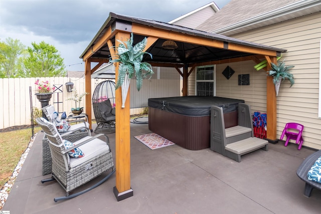 111 Crisp Cameo Ct, Greer, SC 29651 - fenced backyard with a hot tub, a gazebo, and a patio area