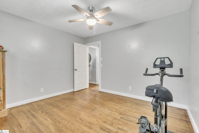 103 Cumbahee Trl, Greenville, SC 29611 - exercise area featuring ceiling fan, baseboards, and light wood-style floors