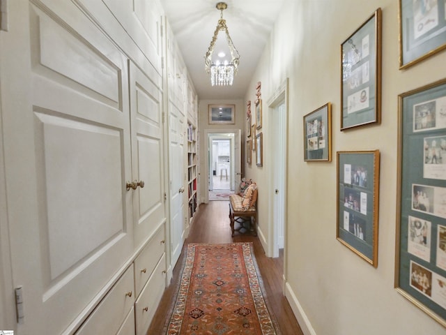 117 Montgomery Dr, Spartanburg, SC 29302 - hall with a chandelier, dark wood-style floors, and baseboards