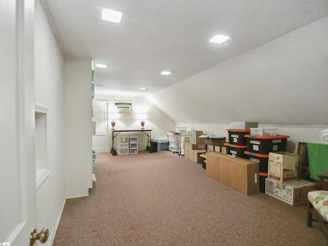 117 Montgomery Dr, Spartanburg, SC 29302 - office space featuring carpet floors, lofted ceiling, and a wall mounted air conditioner