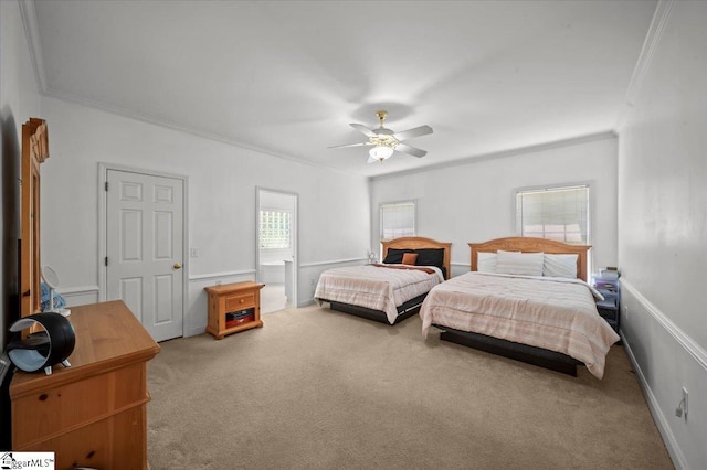 123 S Lake Emory Dr, Inman, SC 29349 - carpeted bedroom featuring ornamental molding and ceiling fan