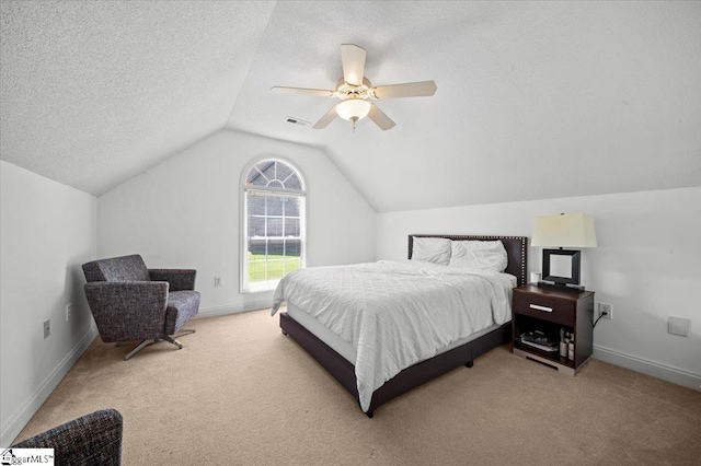 123 S Lake Emory Dr, Inman, SC 29349 - bedroom featuring carpet, lofted ceiling, baseboards, and a textured ceiling