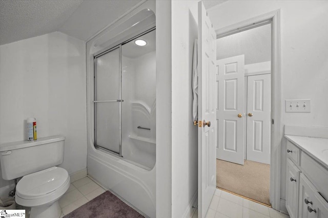 123 S Lake Emory Dr, Inman, SC 29349 - bathroom featuring vanity, toilet, washtub / shower combination, a textured ceiling, and tile patterned floors
