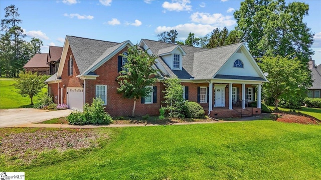 123 S Lake Emory Dr, Inman, SC 29349 - view of front facade featuring a porch, a garage, driveway, and brick siding