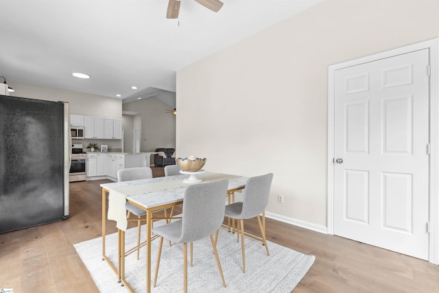 1316 E S 6th St, Seneca, SC 29678 - dining space featuring ceiling fan, light wood-type flooring, baseboards, and recessed lighting
