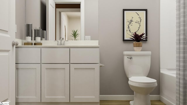 118 Sun Chase Rd Unit Cc 13Crane, Anderson, SC 29621 - bathroom with toilet, vanity, baseboards, and wood finished floors