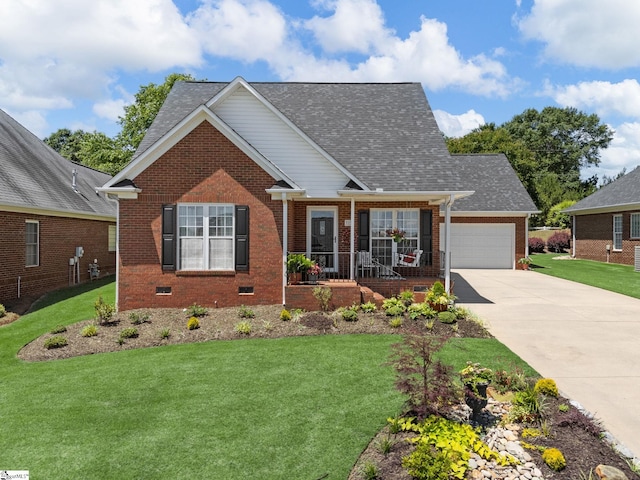 312 Terrace Hills Dr, Boiling Springs, SC 29316 - view of front of property featuring brick siding, a garage, a front lawn, and concrete driveway