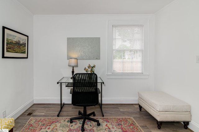 208 Arlington Avenue Unit A And B, Anderson, SC 29621 - office area with wood finished floors, baseboards, and ornamental molding