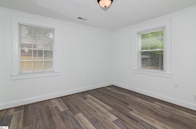 208 Arlington Avenue Unit A And B, Anderson, SC 29621 - unfurnished room featuring dark wood-type flooring, ornamental molding, baseboards, and a textured ceiling