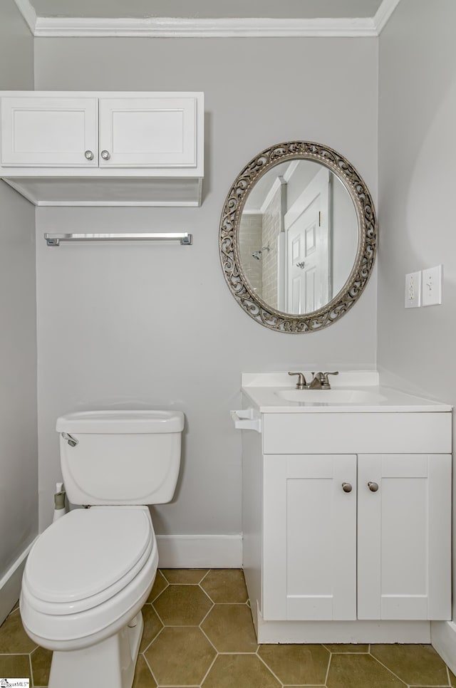 208 Arlington Avenue Unit A And B, Anderson, SC 29621 - bathroom featuring baseboards, vanity, tile patterned flooring, toilet, and ornamental molding