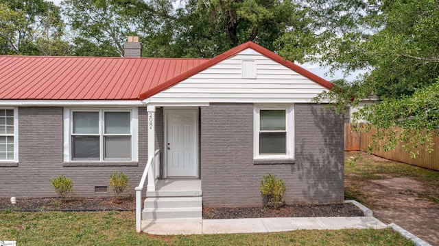 208 Arlington Avenue Unit A And B, Anderson, SC 29621 - bungalow with brick siding, a chimney, metal roof, and crawl space
