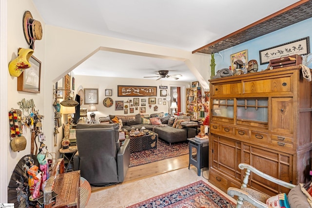 298 Stamey Valley Rd, Travelers Rest, SC 29690 - living area featuring a ceiling fan and light wood-style flooring