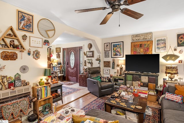 298 Stamey Valley Rd, Travelers Rest, SC 29690 - living room featuring ceiling fan and wood finished floors