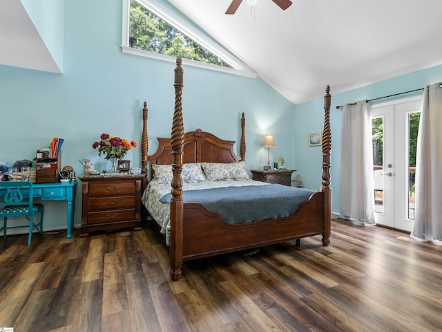 112 Scruggs Ln, Gaffney, SC 29341 - bedroom with lofted ceiling, access to outside, wood finished floors, and a ceiling fan