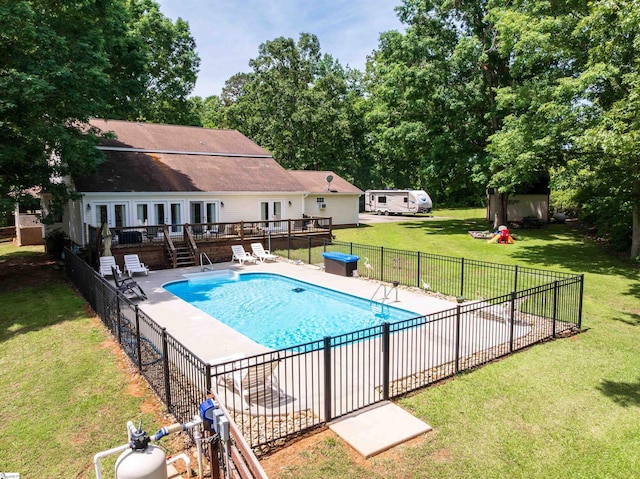 112 Scruggs Ln, Gaffney, SC 29341 - view of swimming pool with a wooden deck, french doors, stairway, and a patio