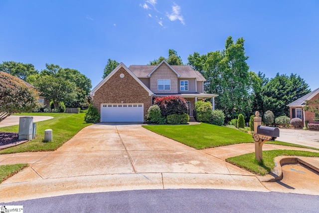 414 Mayburgh Ct, Spartanburg, SC 29301 - view of front of home featuring a front yard, driveway, and brick siding