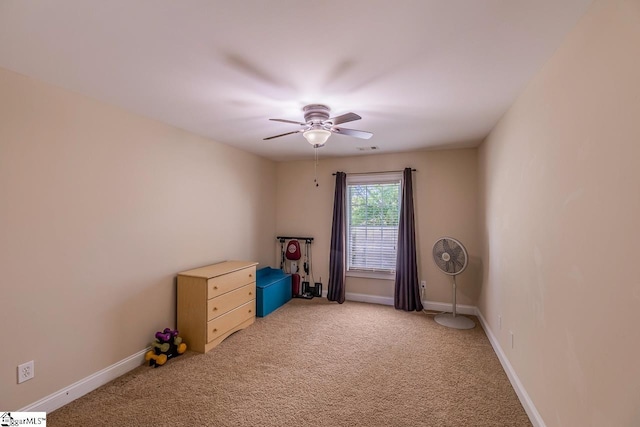414 Mayburgh Ct, Spartanburg, SC 29301 - interior space featuring ceiling fan, light carpet, and baseboards