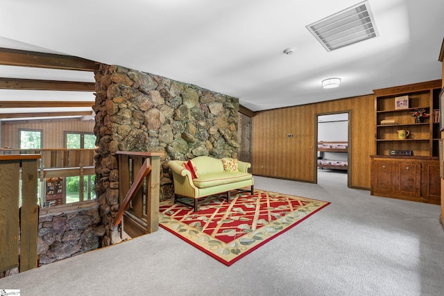 212 Middleton Shores Dr, Anderson, SC 29621 - living area with carpet floors and wood walls