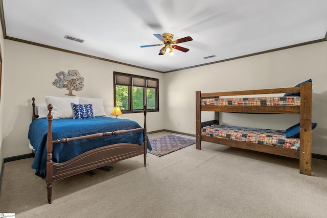 212 Middleton Shores Dr, Anderson, SC 29621 - bedroom with baseboards, carpet flooring, ornamental molding, and ceiling fan