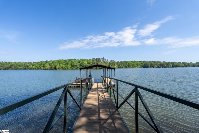 212 Middleton Shores Dr, Anderson, SC 29621 - dock featuring a water view and a forest view