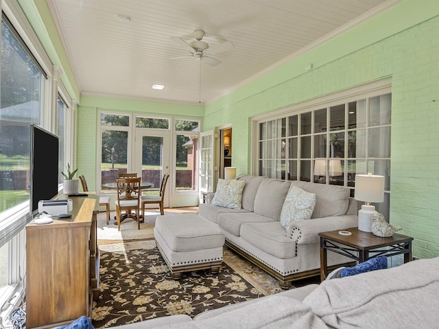 1076 Woodburn Rd, Spartanburg, SC 29302 - sunroom with ornamental molding, healthy amount of natural light, and french doors