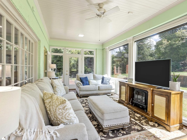 1076 Woodburn Rd, Spartanburg, SC 29302 - sunroom / solarium featuring french doors and ornamental molding