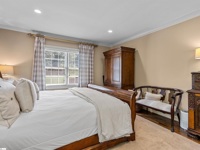 1076 Woodburn Rd, Spartanburg, SC 29302 - bedroom with crown molding, wood finished floors, and recessed lighting