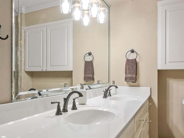 1076 Woodburn Rd, Spartanburg, SC 29302 - full bathroom with double vanity and ornamental molding