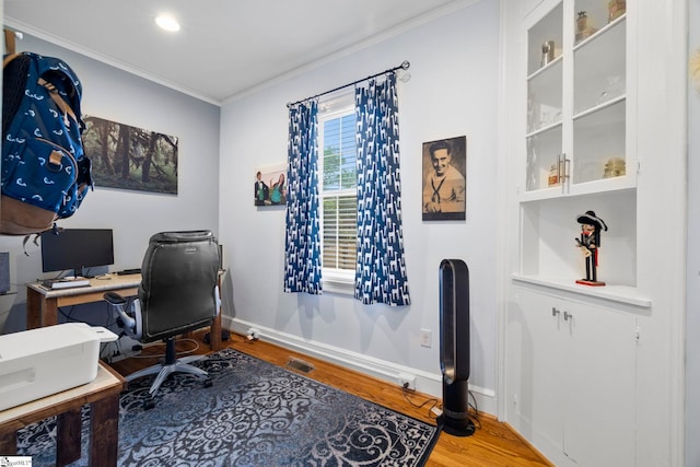 201 W Arlington Ave, Greer, SC 29650 - office area with crown molding, wood finished floors, and baseboards