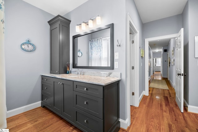 201 W Arlington Ave, Greer, SC 29650 - full bathroom with wood finished floors, vanity, and baseboards