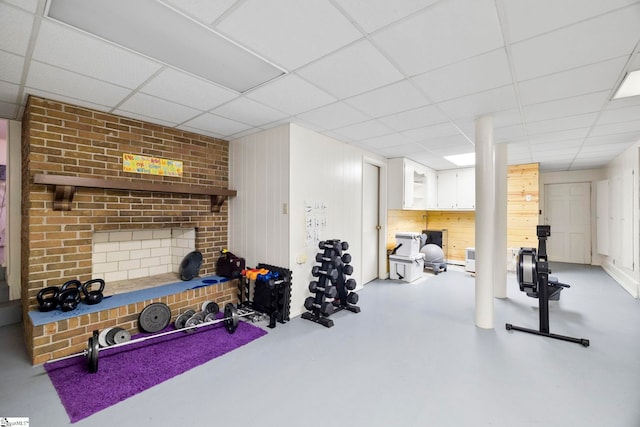 201 W Arlington Ave, Greer, SC 29650 - workout area featuring a paneled ceiling and a fireplace