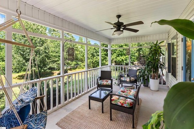 45 Lake Harbor Ct, Greer, SC 29651 - sunroom / solarium with a ceiling fan and an outdoor living space