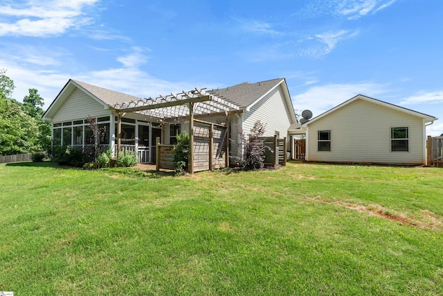 45 Lake Harbor Ct, Greer, SC 29651 - back of house featuring a pergola, a sunroom, and a shingled roof