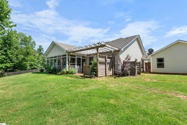 45 Lake Harbor Ct, Greer, SC 29651 - back of property featuring a pergola, a sunroom, and roof with shingles