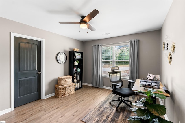 45 Lake Harbor Ct, Greer, SC 29651 - office with light wood-style flooring, ceiling fan, and baseboards