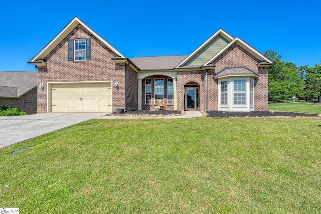 202 Buxton Ct, Easley, SC 29642 - view of front of property with brick siding, concrete driveway, a front yard, and a garage