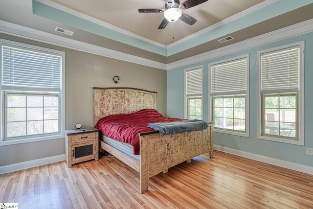 202 Buxton Ct, Easley, SC 29642 - bedroom with light wood finished floors, baseboards, crown molding, and a ceiling fan