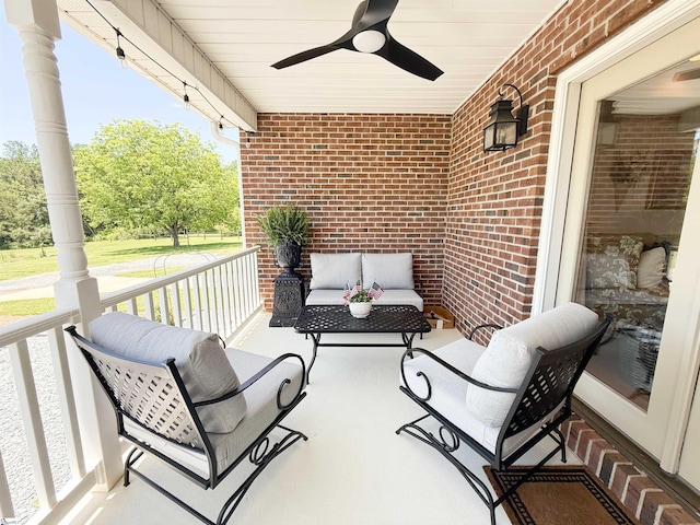 6050 Cross Anchor Rd, Enoree, SC 29335 - balcony featuring ceiling fan and outdoor lounge area