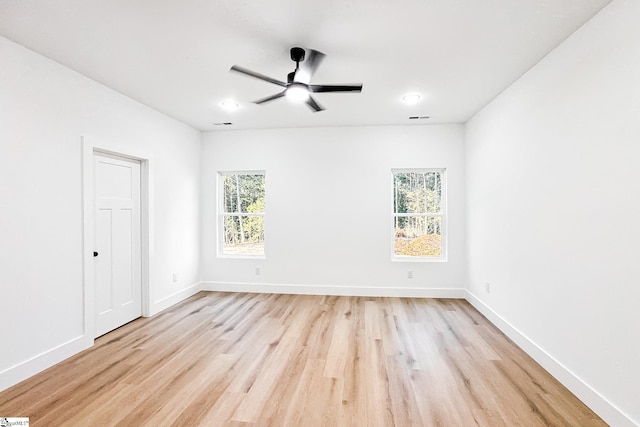 1623 Fairfield Rd, Chesnee, SC 29323 - empty room with light wood-style floors, baseboards, and ceiling fan
