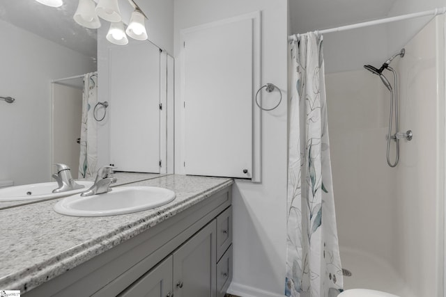 528 Market St, Spartanburg, SC 29301 - bathroom featuring vanity, a shower with shower curtain, and toilet