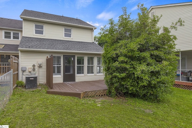 528 Market St, Spartanburg, SC 29301 - back of property featuring a wooden deck, central AC, and roof with shingles