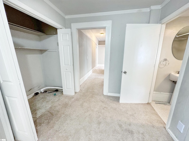 203 Arlington Rd, Greer, SC 29651 - laundry area with carpet floors and crown molding