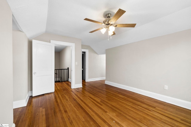 202 E Green St, Iva, SC 29655 - spare room with lofted ceiling, baseboards, a ceiling fan, and wood finished floors