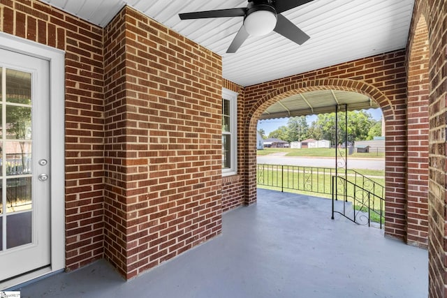 202 E Green St, Iva, SC 29655 - covered porch featuring a ceiling fan